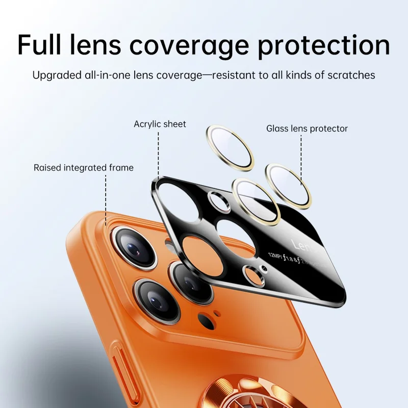 For iPhone 16 Pro Case Compatible with MagSafe Hard PC Kickstand Phone Cover - Orange