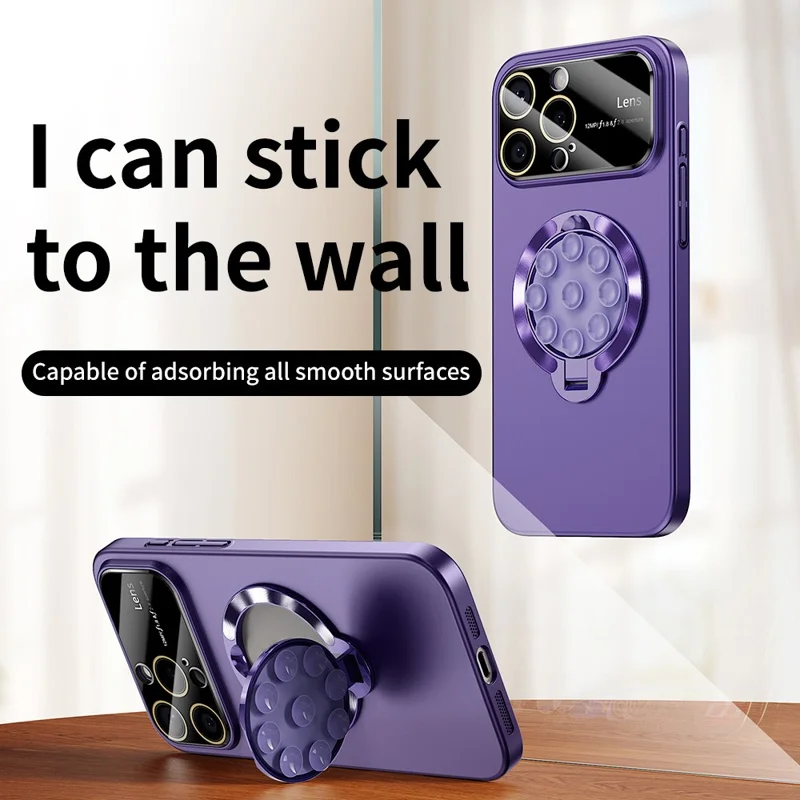 For iPhone 16 Pro Max Case Compatible with MagSafe Suction Cup Kickstand PC Phone Cover - Dark Purple