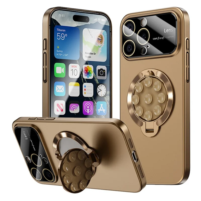 For iPhone 16 Pro Max Case Compatible with MagSafe Suction Cup Kickstand PC Phone Cover - Bronze
