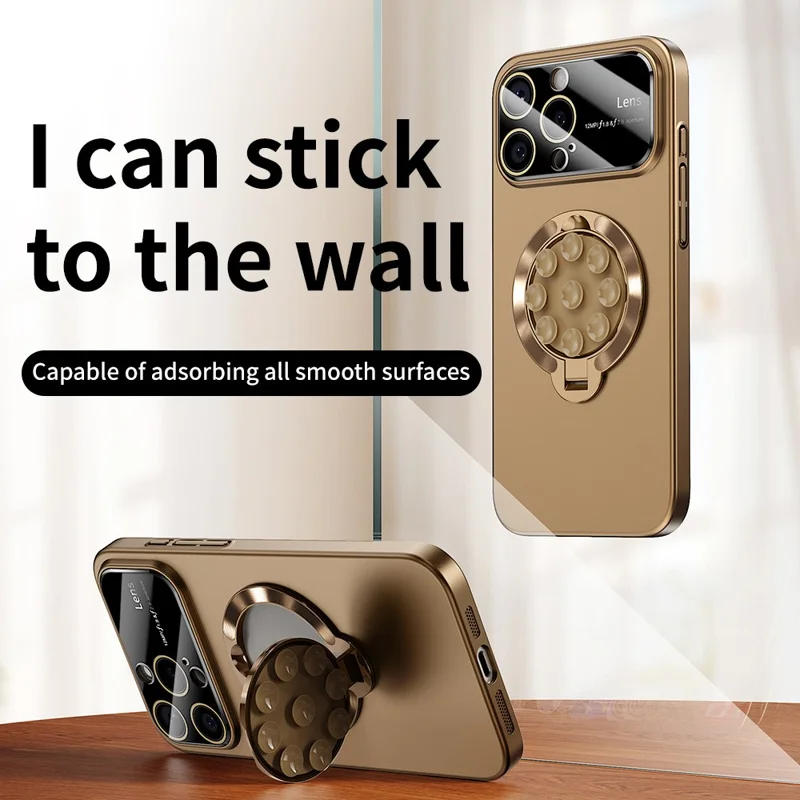 For iPhone 16 Pro Max Case Compatible with MagSafe Suction Cup Kickstand PC Phone Cover - Bronze