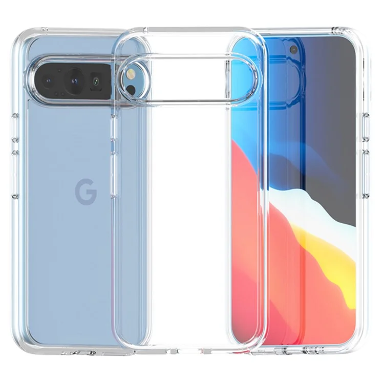For Google Pixel 9 Pro Case PC + TPU Shockproof Clear Phone Cover - Transparent White