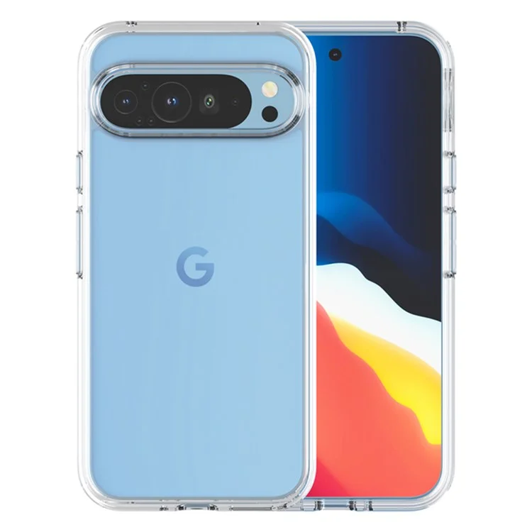 For Google Pixel 9 Pro Case PC + TPU Shockproof Clear Phone Cover - Transparent White