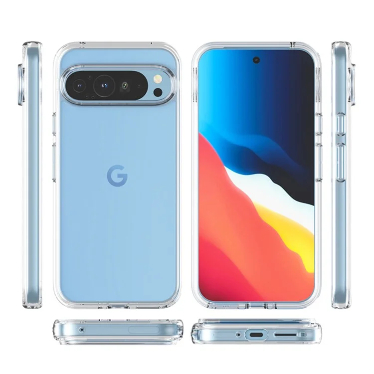 Für Google Pixel 9 Pro XL Hülle PC + TPU stoßfest Klare Handyhülle - Transparent Weiß