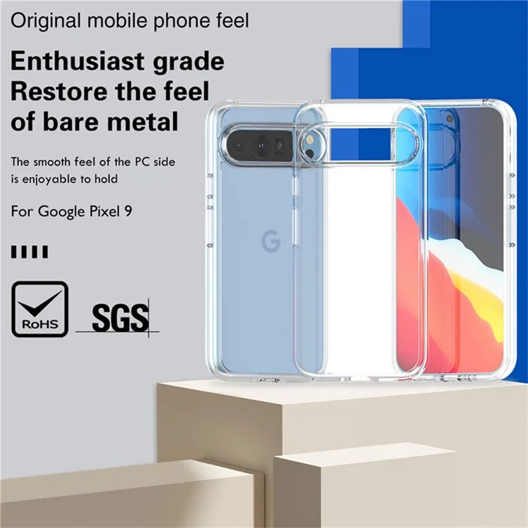Für Google Pixel 9 Pro XL Hülle PC + TPU stoßfest Klare Handyhülle - Transparent Weiß