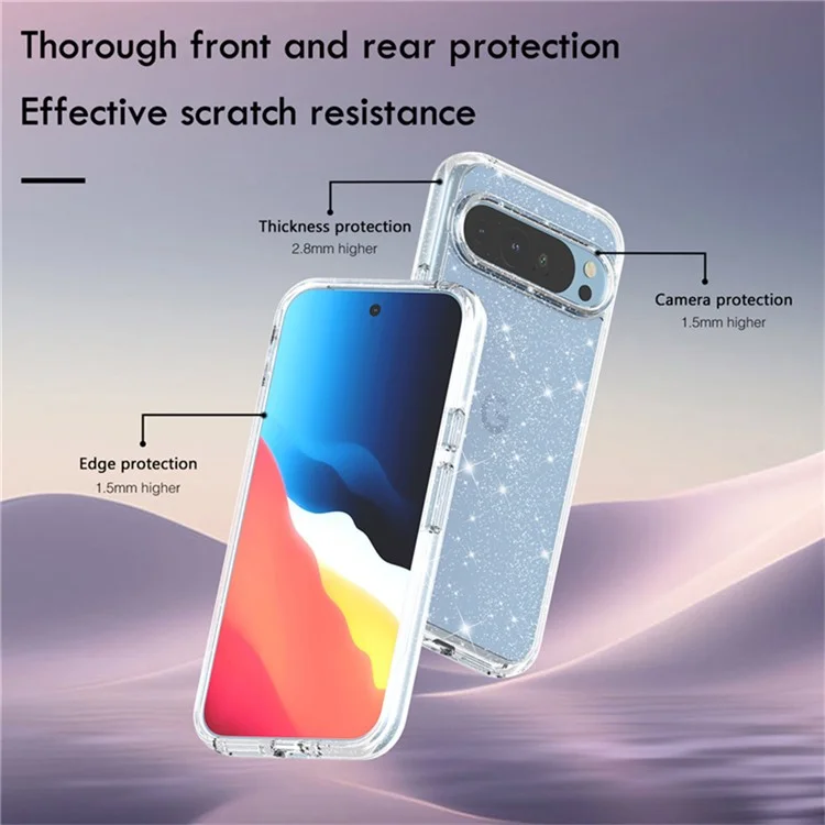 Für Google Pixel 9 Pro XL Hülle PC + TPU stoßfest Klare Handyhülle - Transparent Weiß