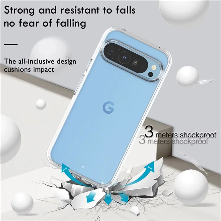 Für Google Pixel 9 Pro XL Hülle PC + TPU stoßfest Klare Handyhülle - Transparent Weiß