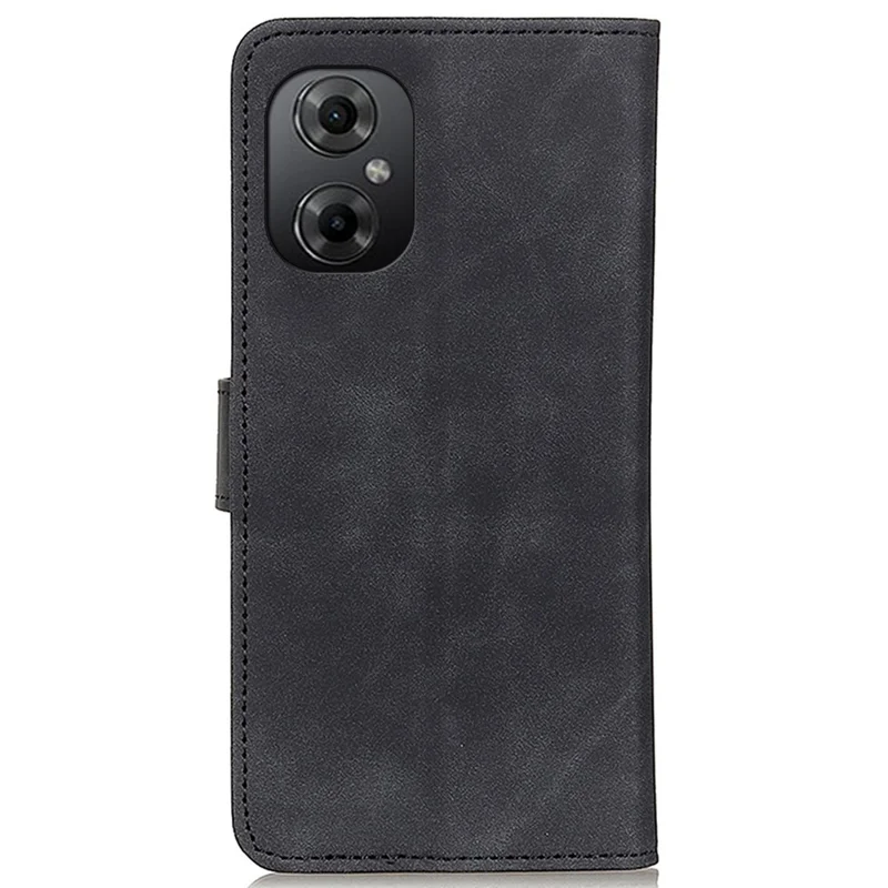 KHAZNEH For Xiaomi Poco M4 5G / M5 5G PU Leather Wallet Case Retro Texture Anti-scratch Stand Inner TPU Phone Cover - Black