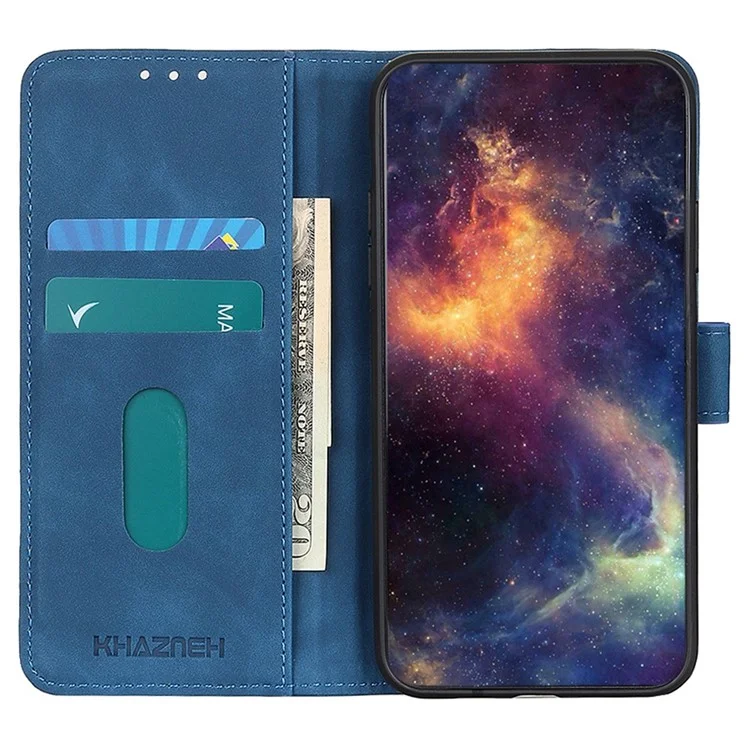 KHAZNEH для Xiaomi Poco M4 5G / M5 5G, чехол-бумажник из искусственной кожи, ретро-текстура, противоударный, подставка, внутренний чехол из ТПУ - синий