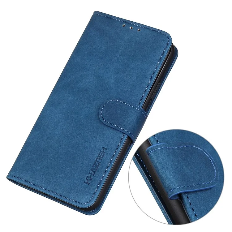 KHAZNEH для Xiaomi Poco M4 5G / M5 5G, чехол-бумажник из искусственной кожи, ретро-текстура, противоударный, подставка, внутренний чехол из ТПУ - синий
