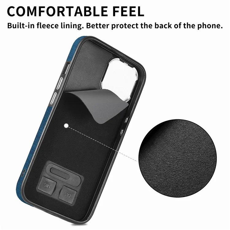Für iPhone 15 Pro Max Magnetisches Kartenetui mit Ständer TPU + Lederrückseite - Blau