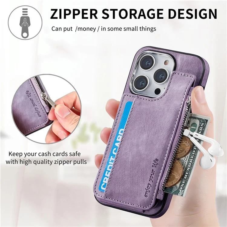Étui magnétique avec porte-cartes et support pour iPhone 14 Pro Max - Violet