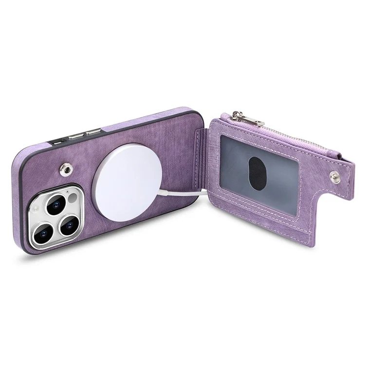 Étui magnétique avec porte-cartes et support pour iPhone 14 Pro Max - Violet