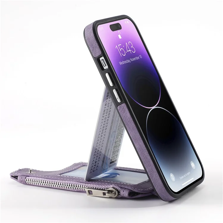 Étui magnétique avec porte-cartes et support pour iPhone 14 Pro Max - Violet