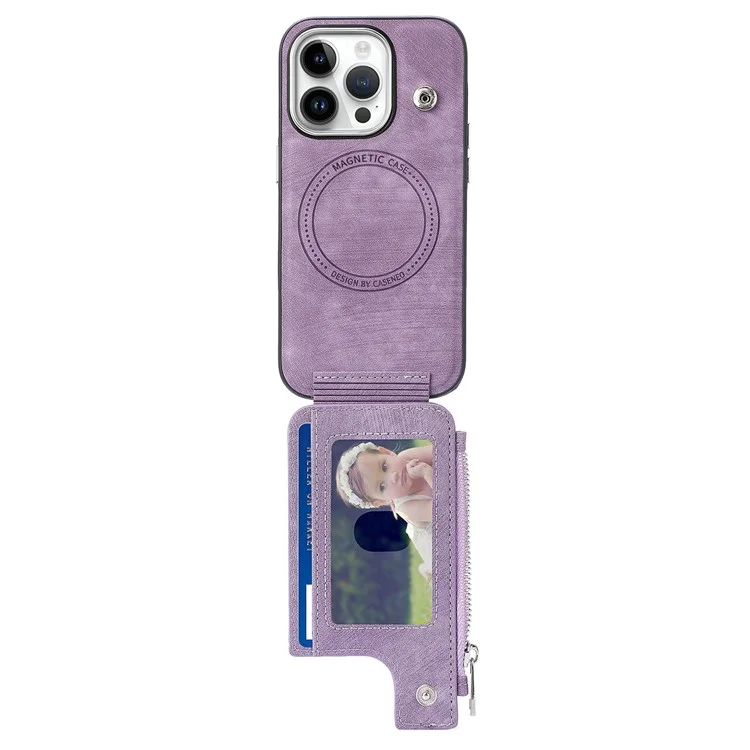 Étui magnétique avec porte-cartes et support pour iPhone 14 Pro Max - Violet