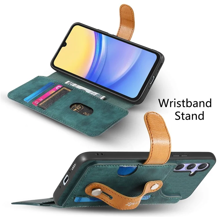 Für Samsung Galaxy A16 4G / 5G Hülle Wallet Retro Leder Handyhülle mit Handschlaufe Ständer - Grün