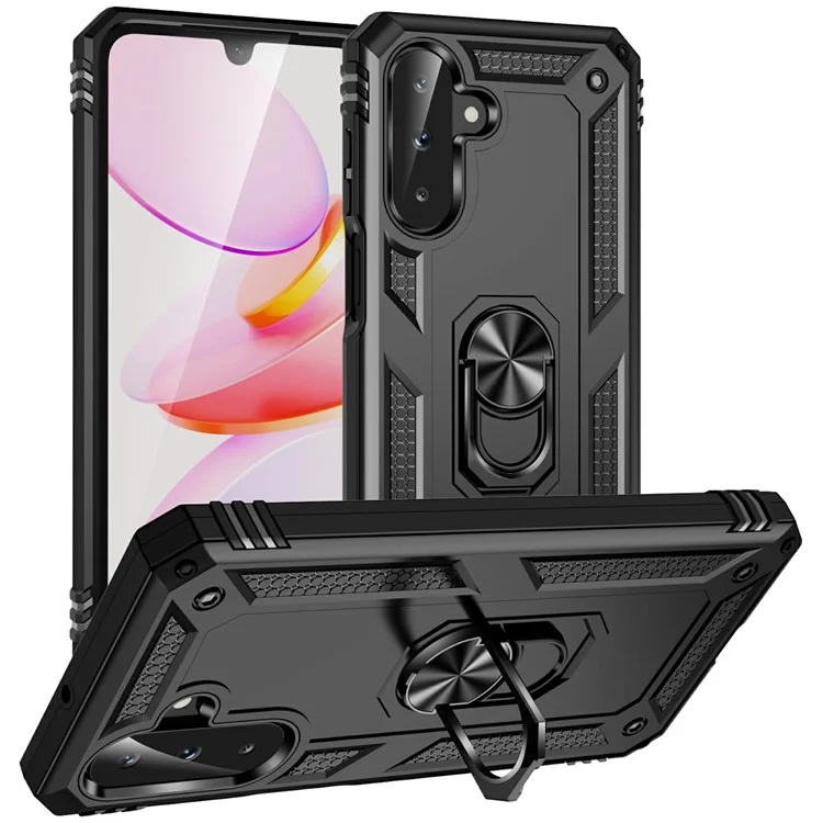Coque pour Samsung Galaxy A26 5G en PC + TPU avec support anneau rotatif - Noir