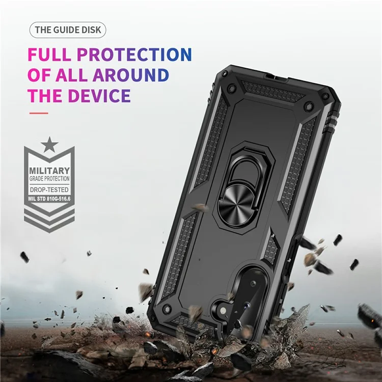 Coque pour Samsung Galaxy A26 5G en PC + TPU avec support anneau rotatif - Noir