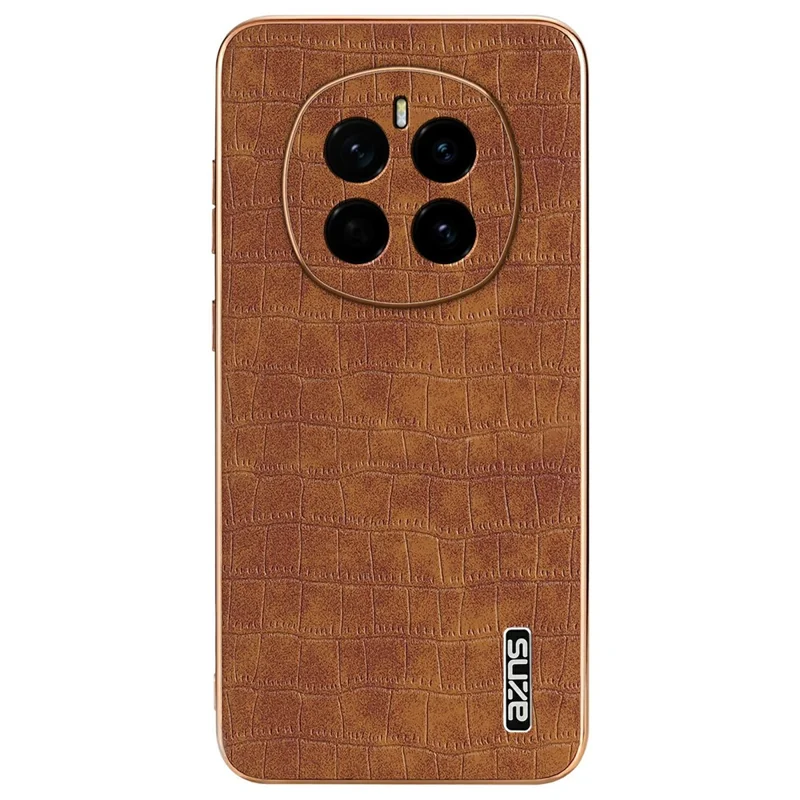 AZNS For Honor Magic7 5G Case Electroplating Crocodile Texture PU + TPU Phone Cover - Brown