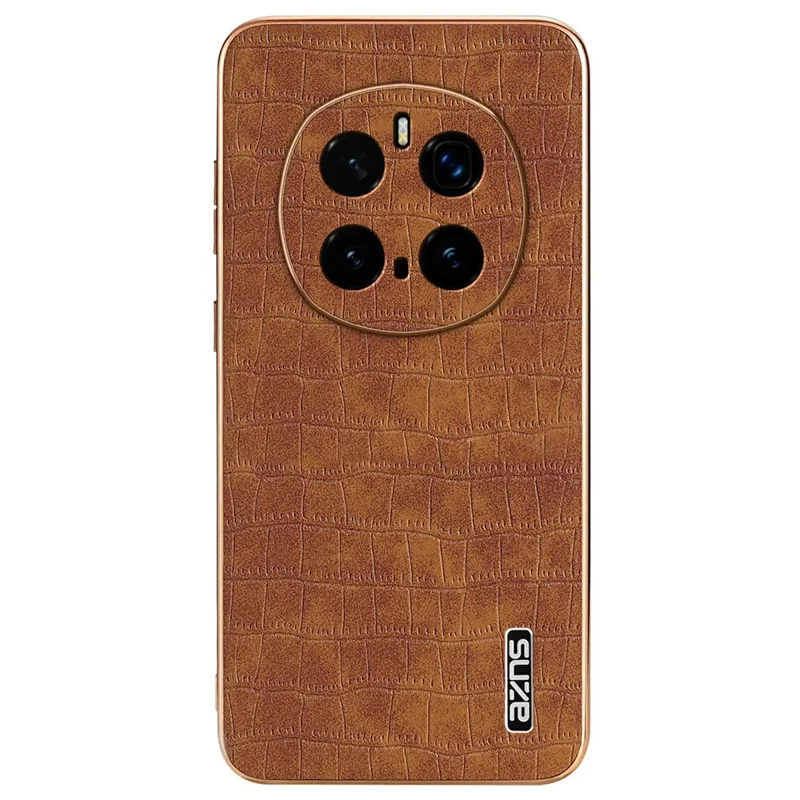 AZNS For Honor Magic7 Pro 5G Case Electroplating Crocodile Texture PU + TPU Phone Cover - Brown