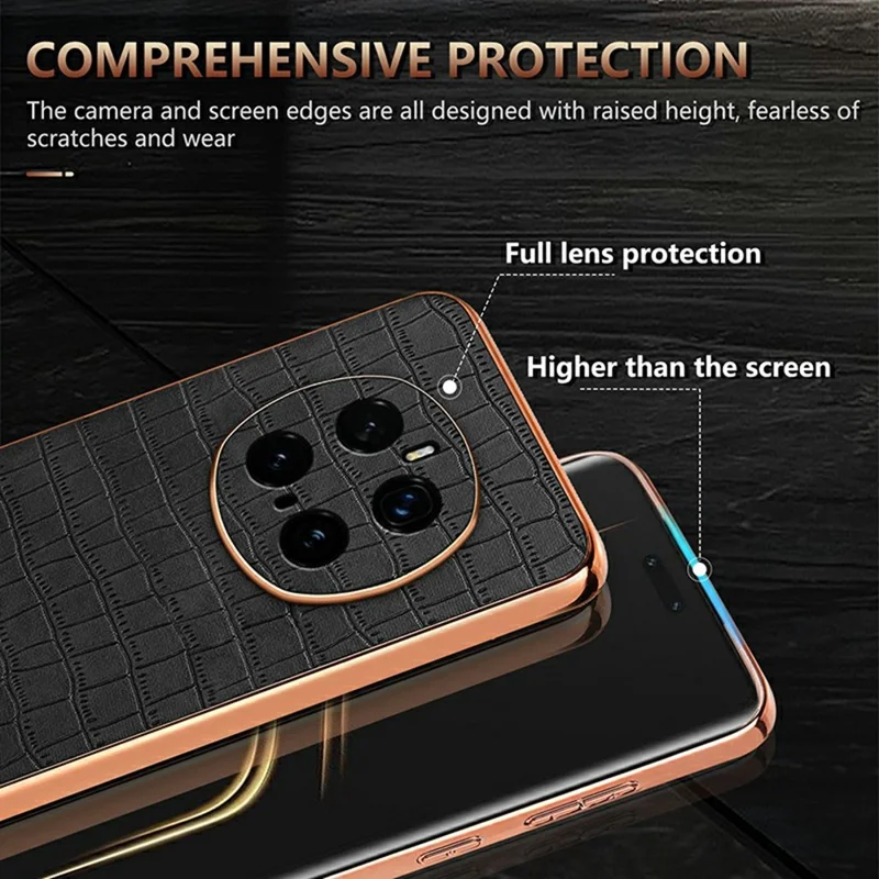 AZNS For Honor Magic7 Pro 5G Case Electroplating Crocodile Texture PU + TPU Phone Cover - Brown