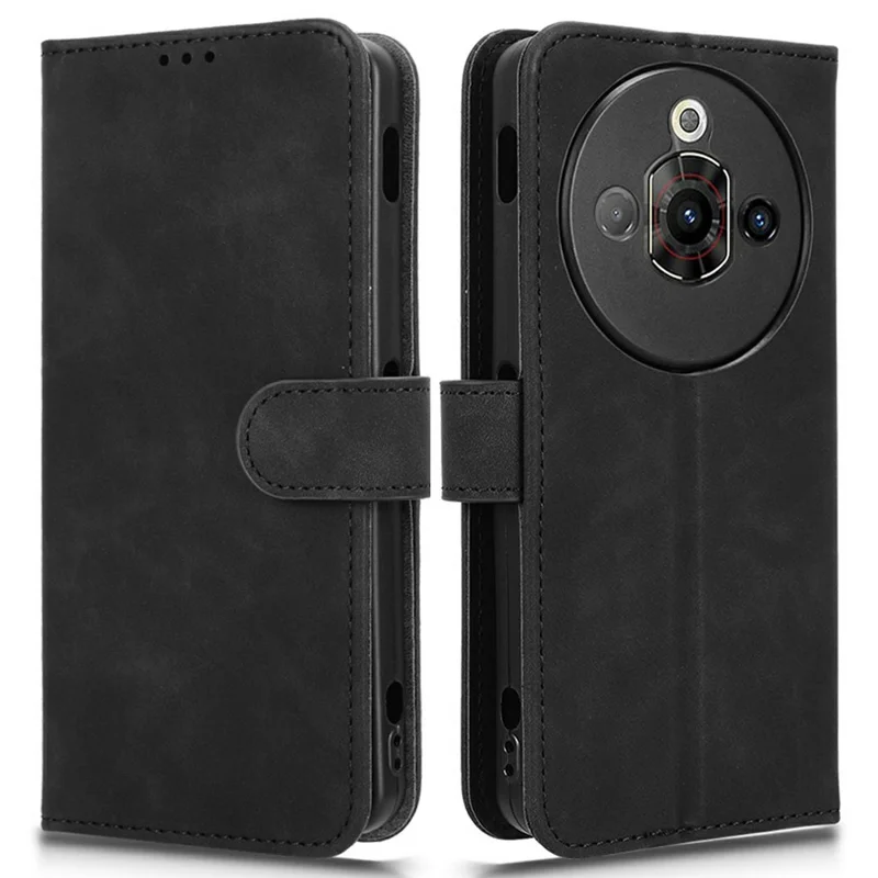 For ZTE nubia Focus Pro Leather Case Skin Feel Anti Drop Wallet Flip Phone Cover - Black