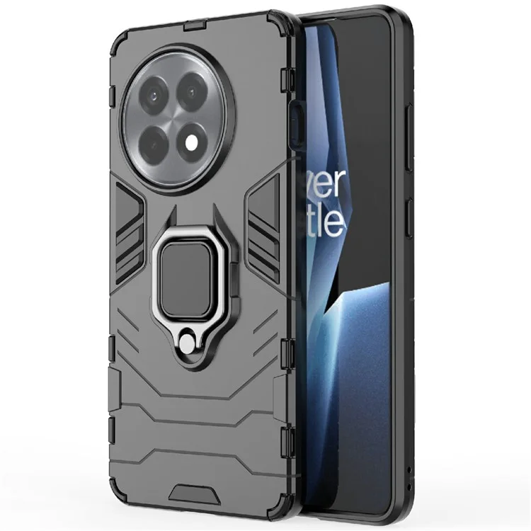 Custodia per OnePlus 13R 5G / Ace 5 5G / 5 Pro 5G in PC + TPU con protezione e supporto ad anello - Nero