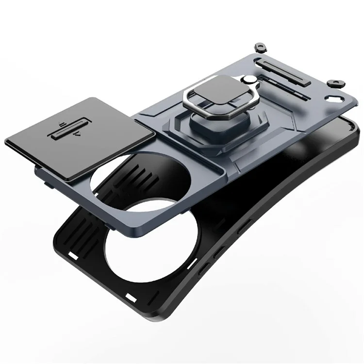Coque pour OnePlus Ace 5 Pro 5G / Ace 5 5G / 13R 5G, en PC+TPU avec support intégré et protection pour l'objectif - Noir