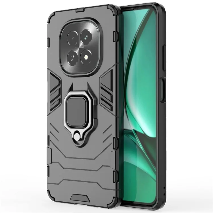 Custodia per Realme V60 5G in PC + TPU con protezione e supporto ad anello - Nero