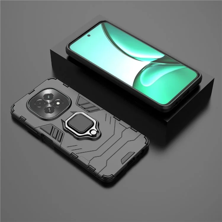 Custodia per Realme V60 5G in PC + TPU con protezione e supporto ad anello - Nero