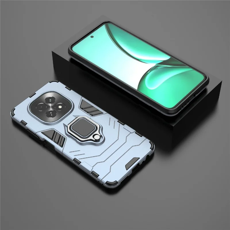 For Realme V60 5G Case PC + TPU Protective Phone Cover with Ring Kickstand - Blue