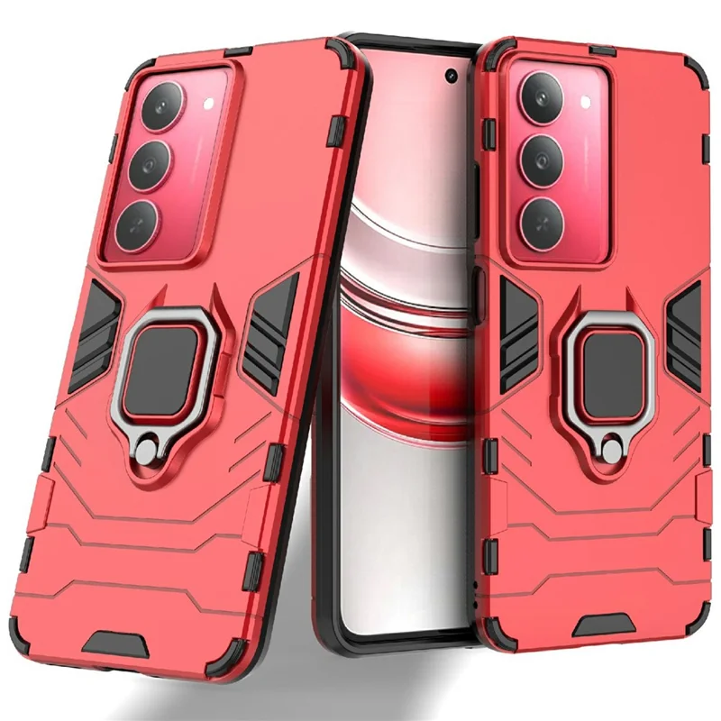For Realme V60 Pro 5G Case PC + TPU Protective Phone Cover with Ring Kickstand - Red