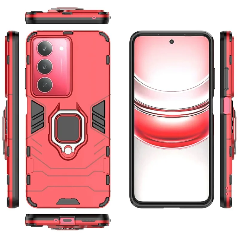 For Realme V60 Pro 5G Case PC + TPU Protective Phone Cover with Ring Kickstand - Red