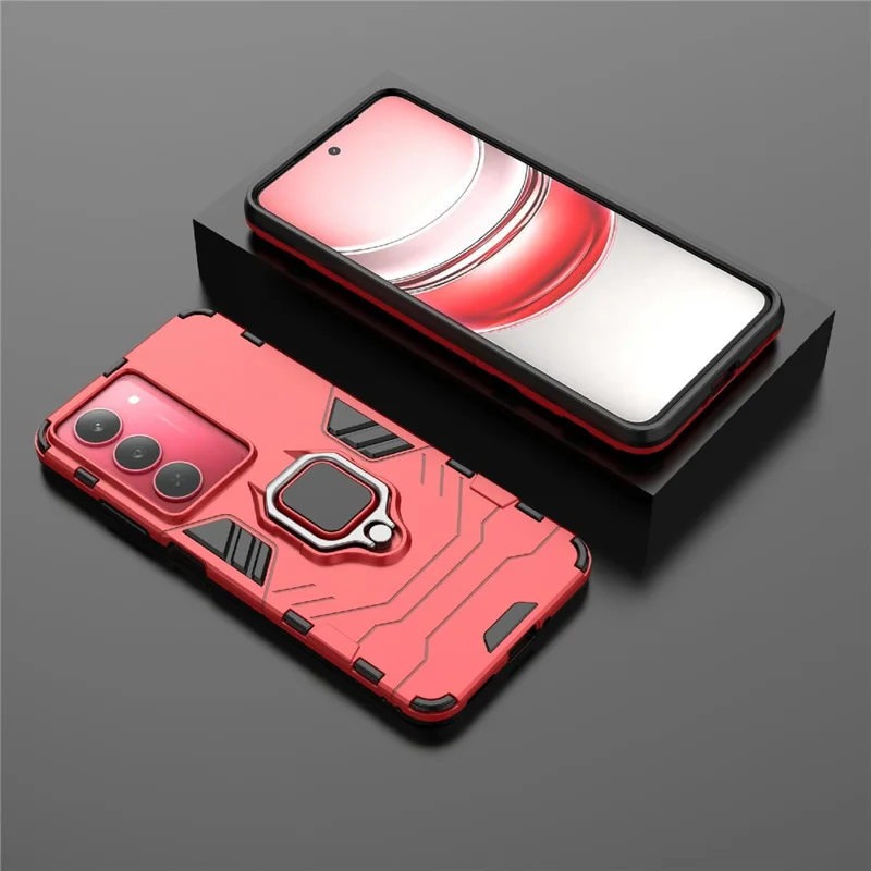 For Realme V60 Pro 5G Case PC + TPU Protective Phone Cover with Ring Kickstand - Red
