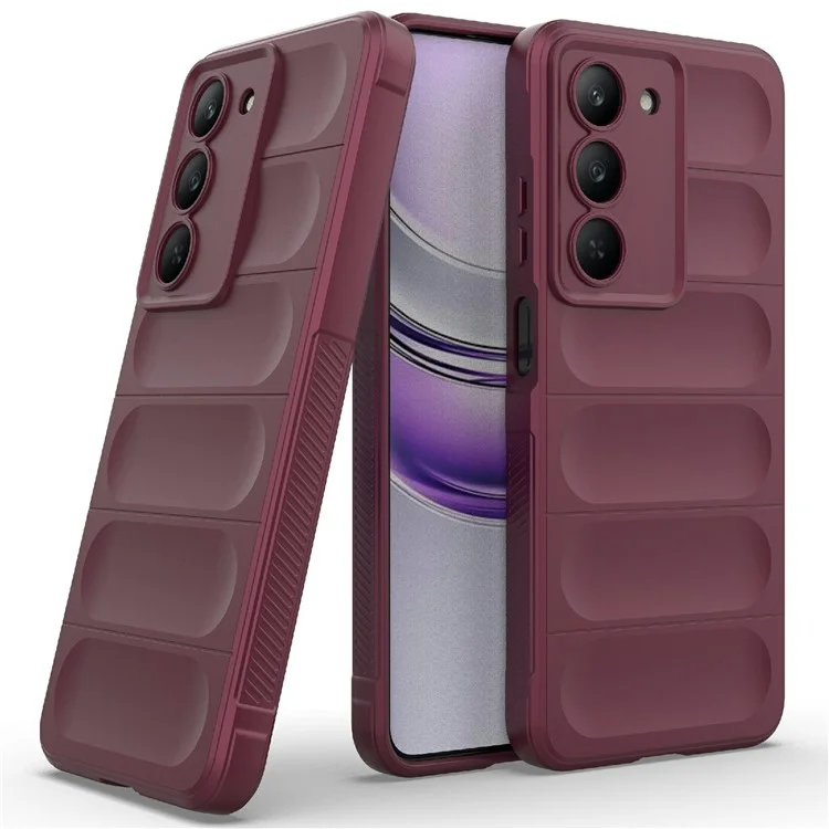 Funda para Realme V60 Pro / 14x 5G Anticaída Suave TPU Resistente Cubierta Trasera del Teléfono - Rojo Vino