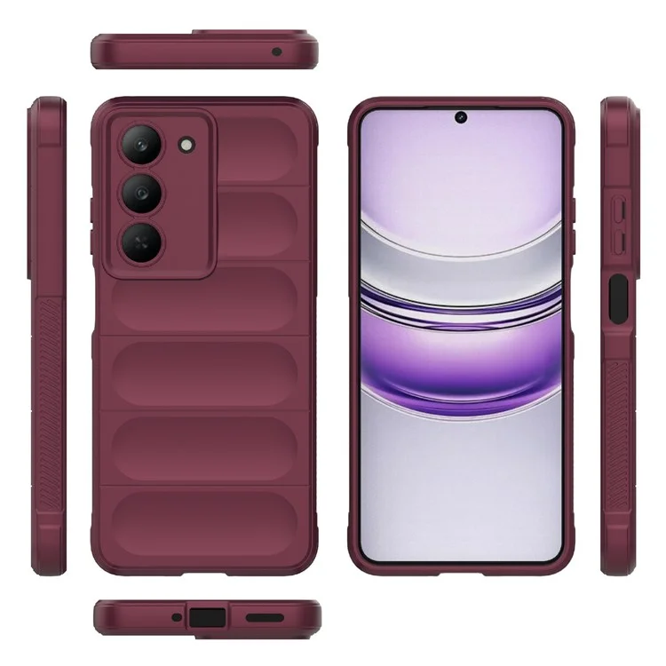Funda para Realme V60 Pro / 14x 5G Anticaída Suave TPU Resistente Cubierta Trasera del Teléfono - Rojo Vino