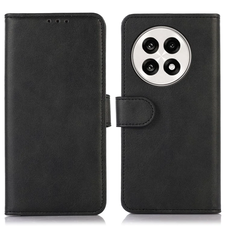 Capa de telefone para OnePlus 13R 5G / Ace 5 5G / Ace 5 Pro 5G com textura de couro de vaca e carteira com suporte - Preto