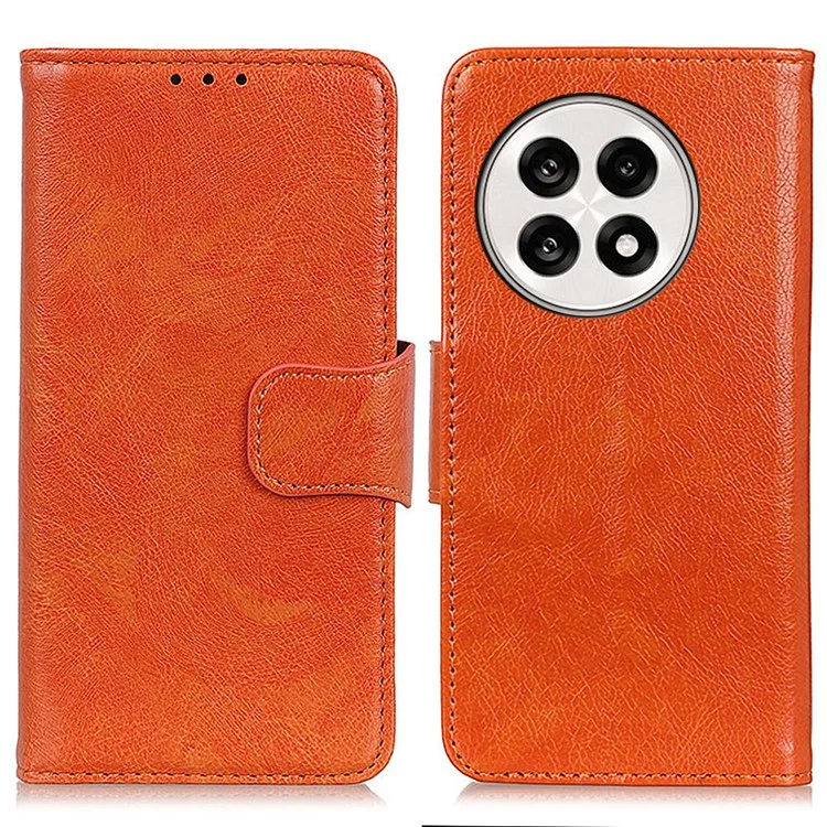 Custodia in pelle divisa con texture Nappa per OnePlus Ace 5 Pro 5G / Ace 5 5G / 13R 5G - Arancione