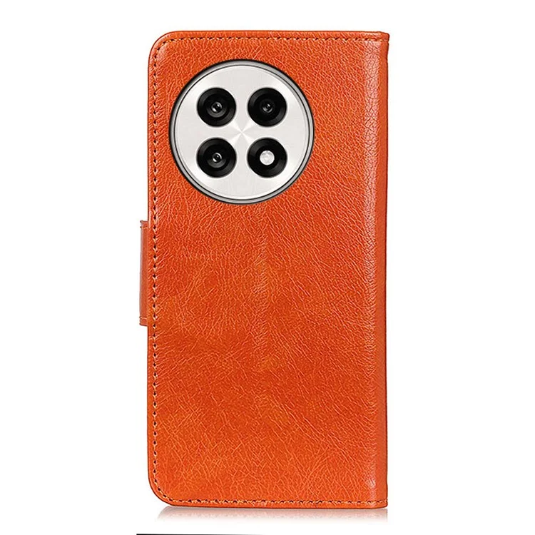 Custodia in pelle divisa con texture Nappa per OnePlus Ace 5 Pro 5G / Ace 5 5G / 13R 5G - Arancione