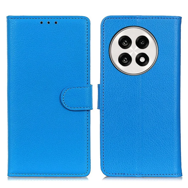 Funda de cartera para OnePlus 13R 5G / Ace 5 5G / Ace 5 Pro 5G de piel sintética con textura de lichí - Azul
