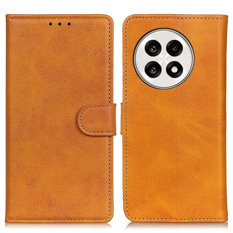 Funda de cuero con textura de piel de vaca para teléfono cartera para OnePlus 13R 5G / Ace 5 5G / Ace 5 Pro 5G - Marrón