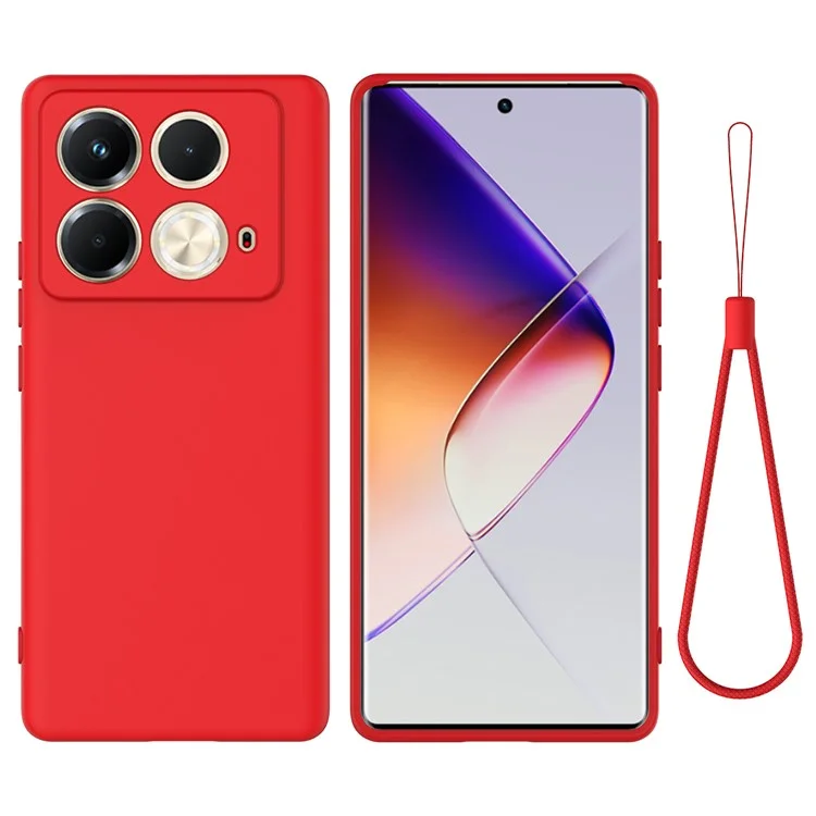 Für Infinix Note 40S Hülle Flüssiges Silikon Handyhülle mit Handschlaufe - Rot