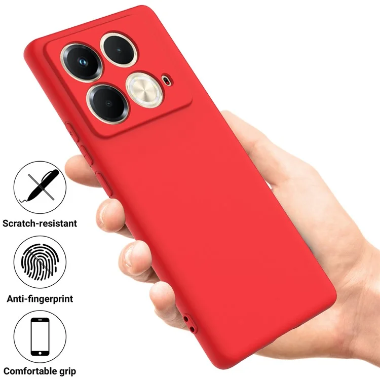 Für Infinix Note 40S Hülle Flüssiges Silikon Handyhülle mit Handschlaufe - Rot