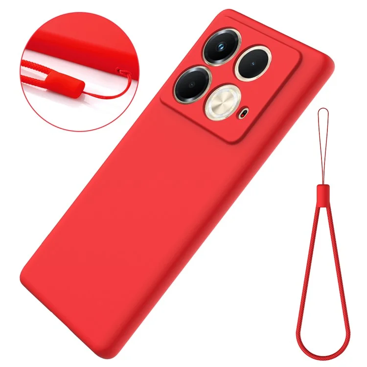 Für Infinix Note 40S Hülle Flüssiges Silikon Handyhülle mit Handschlaufe - Rot