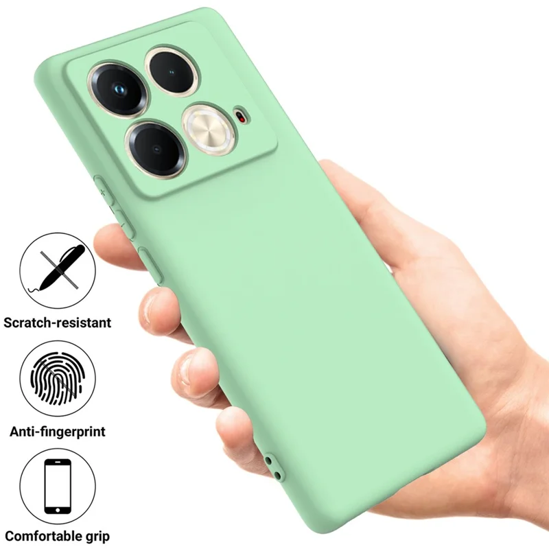 غطاء خلفي لهاتف Infinix Note 40S مصنوع من السيليكون السائل مع حزام يد - أخضر