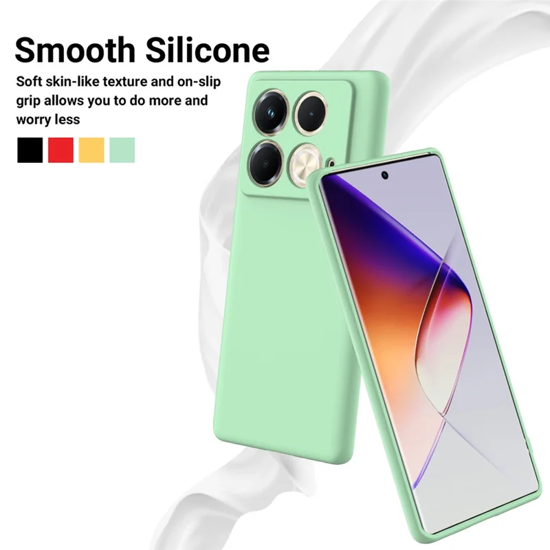 غطاء خلفي لهاتف Infinix Note 40S مصنوع من السيليكون السائل مع حزام يد - أخضر