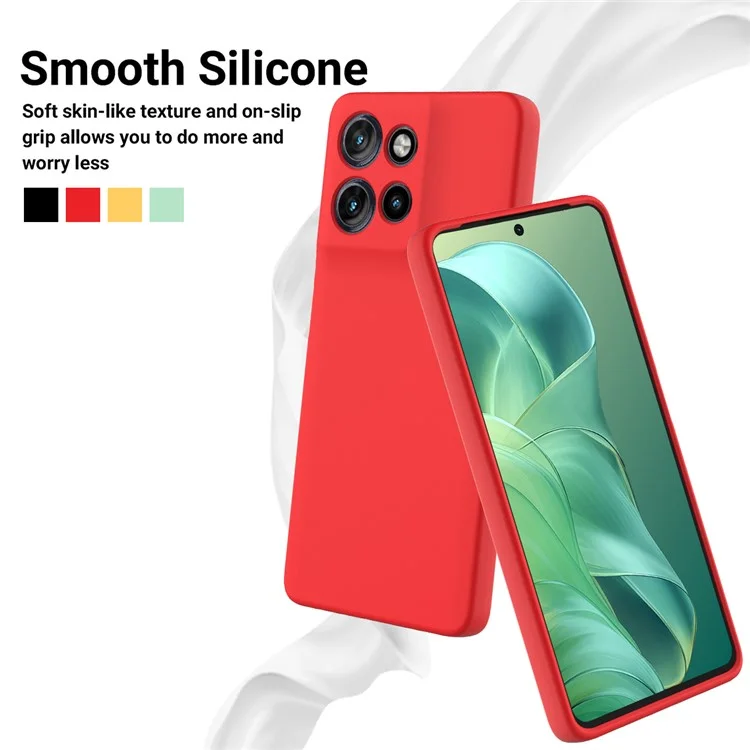 Funda para Motorola Moto G Power (2025) de silicona líquida con correa de mano - Rojo