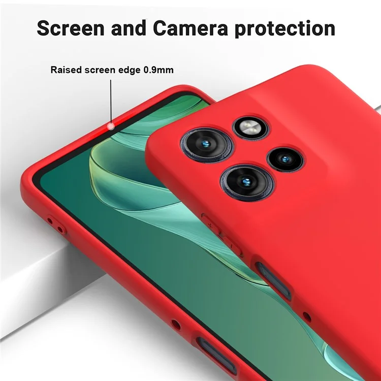 Funda para Motorola Moto G Power (2025) de silicona líquida con correa de mano - Rojo