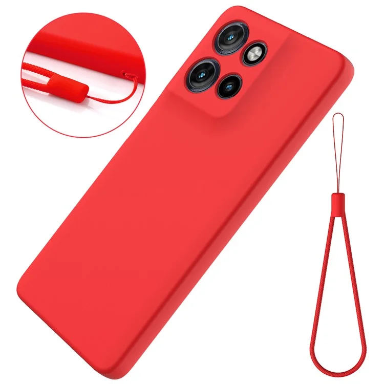 Funda para Motorola Moto G Power (2025) de silicona líquida con correa de mano - Rojo