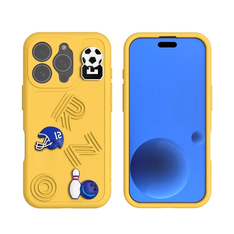 Funda para iPhone 16 Pro con diseño divertido de EVA, cubierta protectora de teléfono - Amarillo