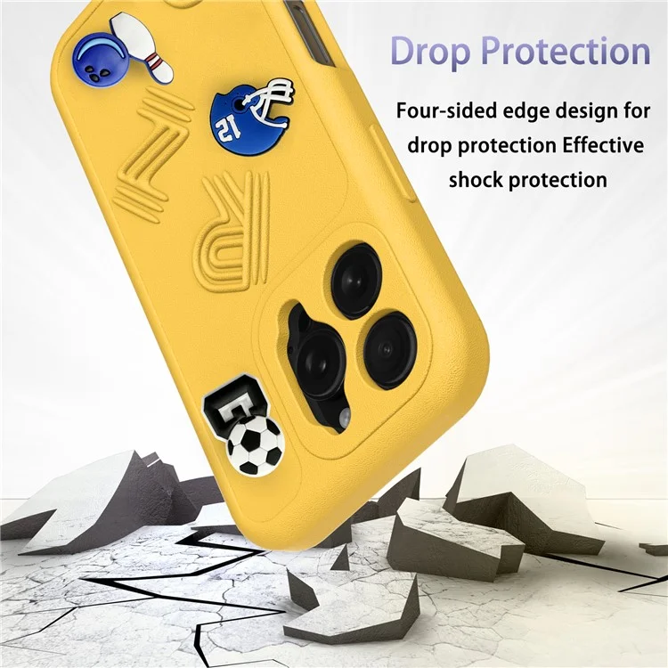 Funda para iPhone 16 Pro con diseño divertido de EVA, cubierta protectora de teléfono - Amarillo
